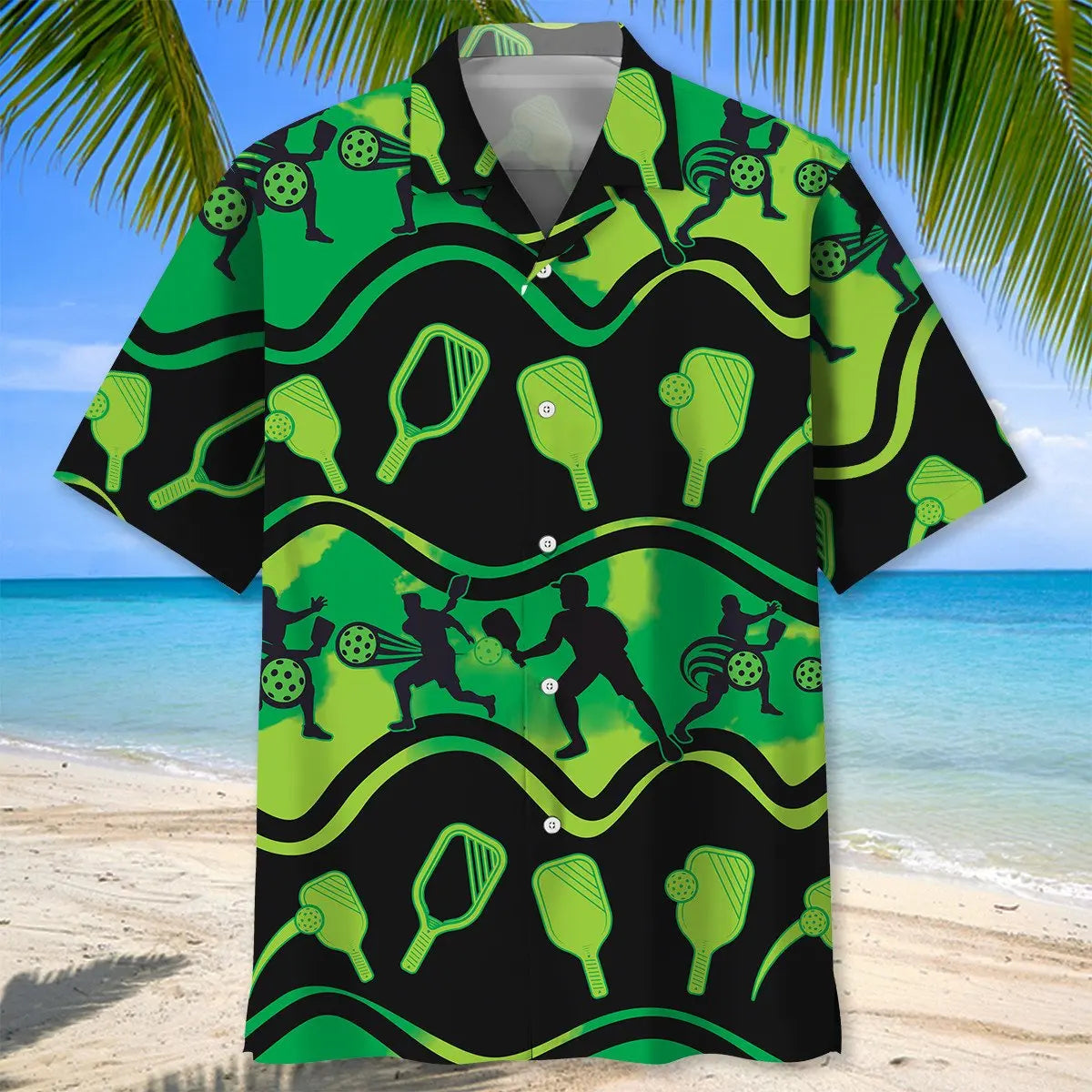Pickleball Green Hawaiian Shirt For Island Vacations, Resort Wear, And Relaxed Seasonal Style