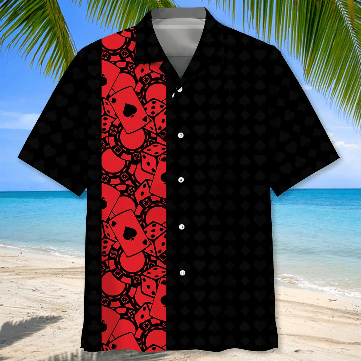Poker Black Red Hawaiian Shirt For Beach Days, Summer Outings, And Thoughtful Gift Giving