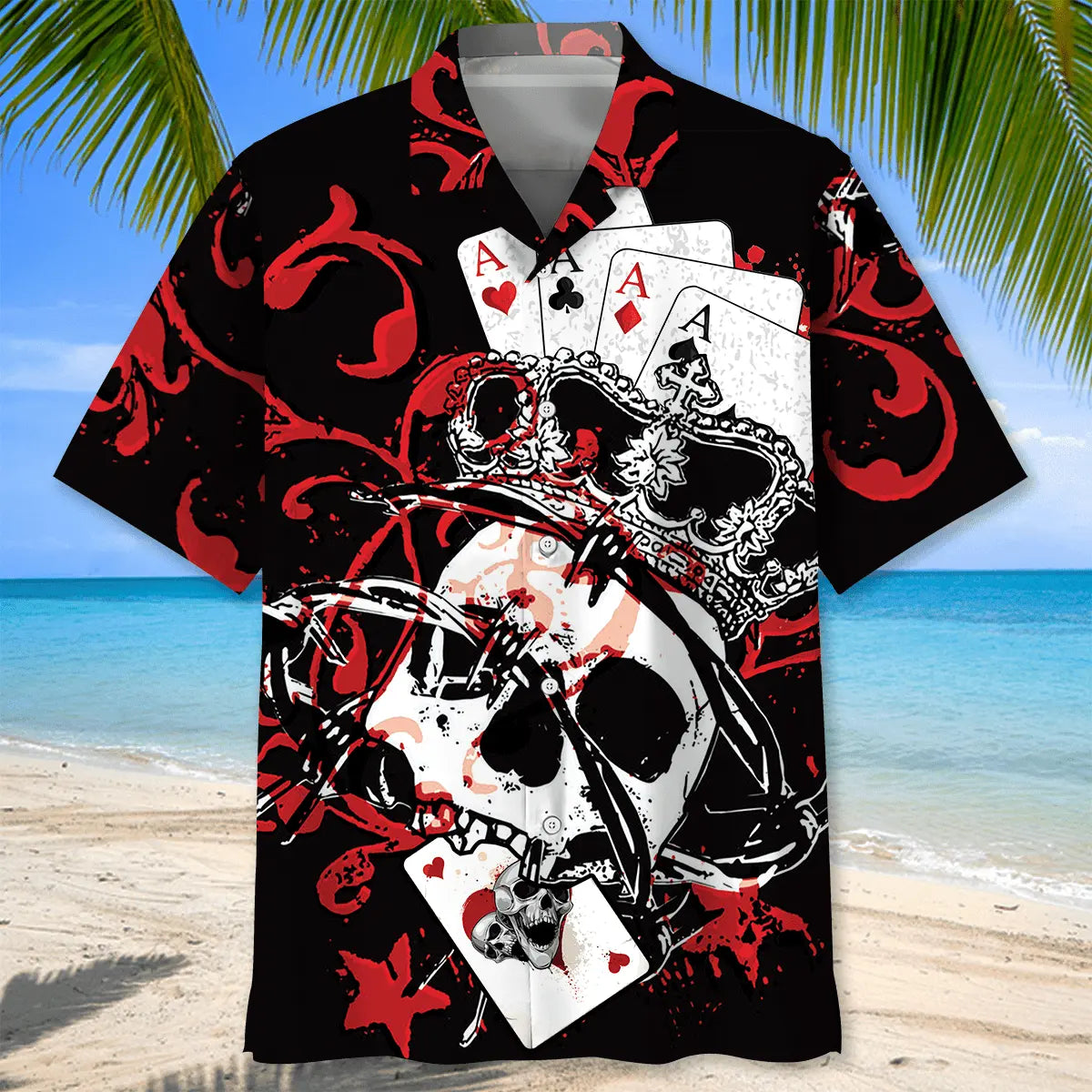Poker Skull Hawaiian Shirt For Island Vacations, Resort Wear, And Relaxed Seasonal Style