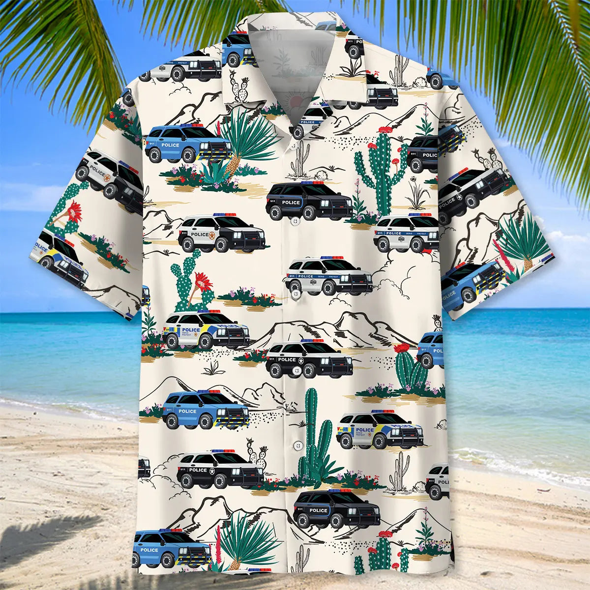 Police Cars Hawaiian Shirt For Racing Fans, Summer Outings, And Relaxed Vacation Wear