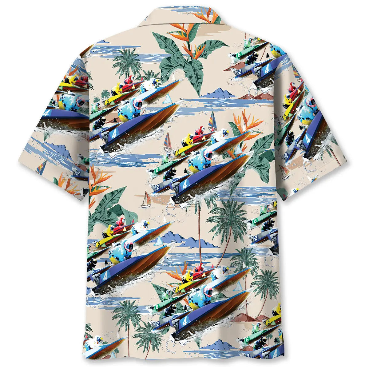 Power Boat Racing Hawaiian Shirt For Warm Weather Outing And Coastal Style