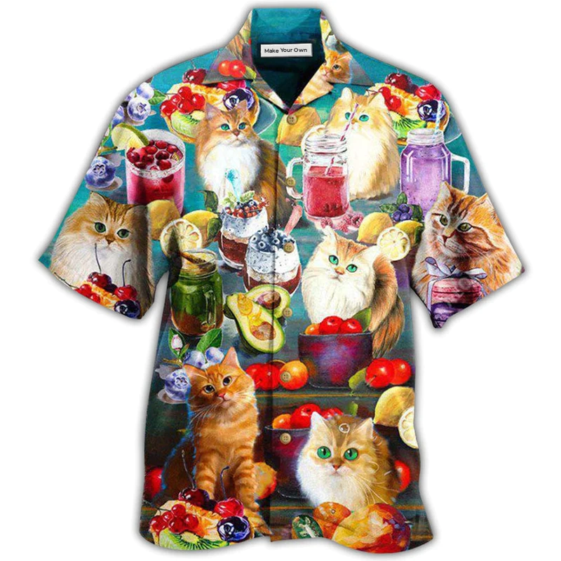 Cat Fresh Day Smoothies Hawaiian Shirt For Summer Events And Casual Outdoor Wear