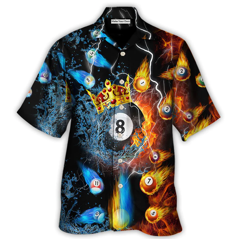 Billiard Fire Water Hawaiian Shirt Artwork Detail For Resort Trips And Outdoor Activities