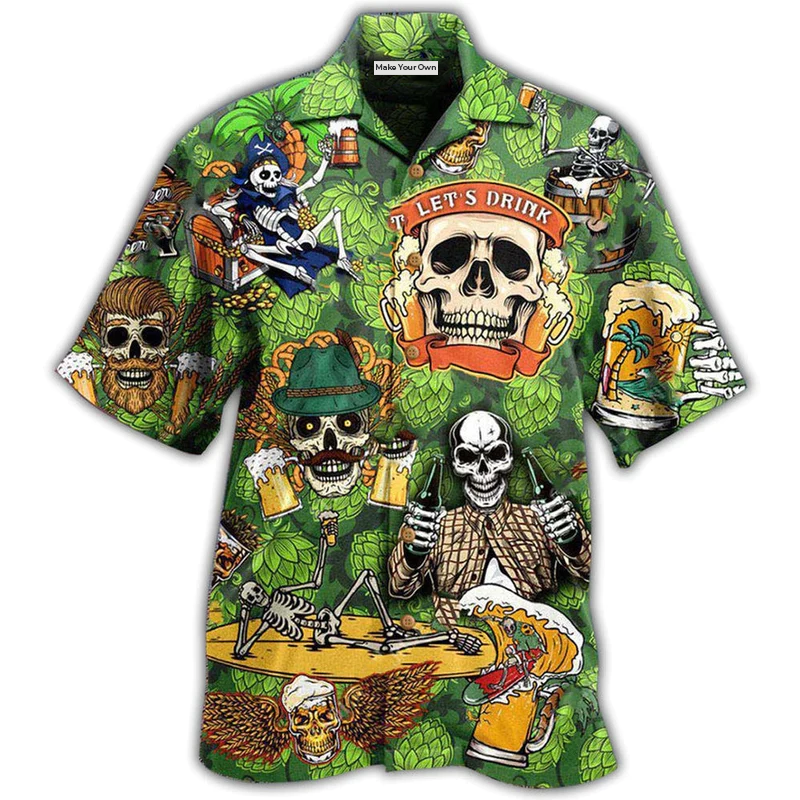 Skull Beer Hawaiian Shirt For Coastal Adventures And Warm Weather Wear