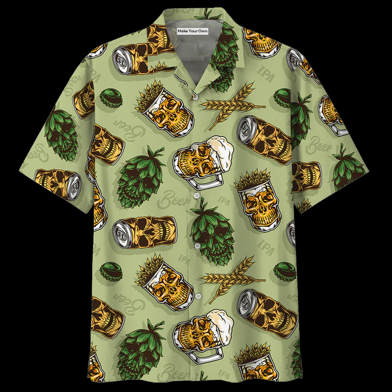 Beer Bassic Background Hawaiian Shirt Pattern View For Relaxed Warm Weather Outfits