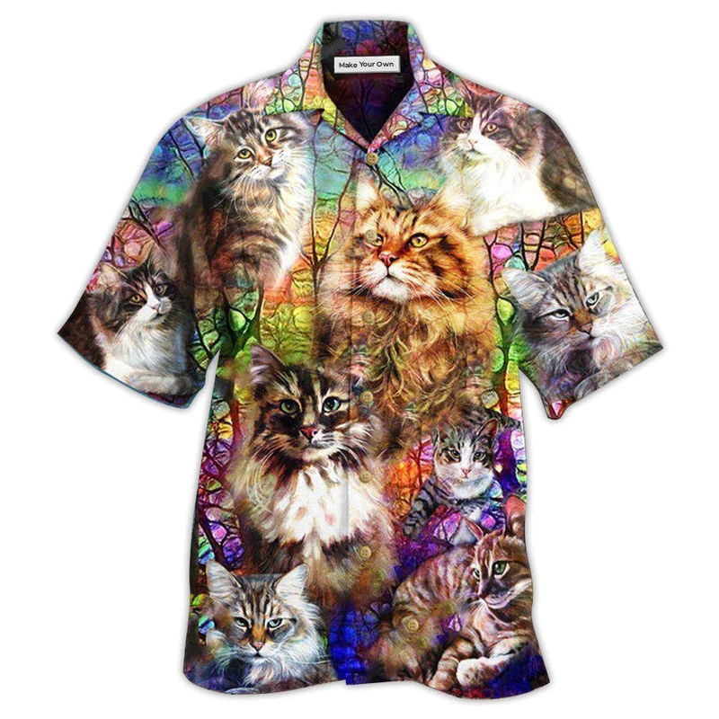 Cat Hawaiian Shirt Pattern View For Relaxed Warm Weather Outfits