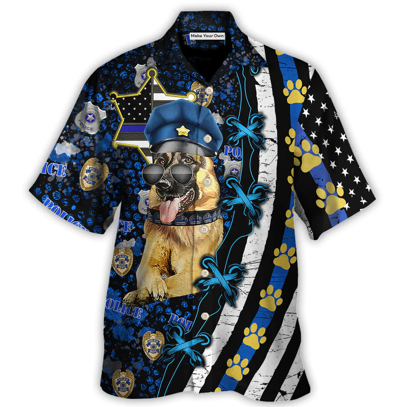 Blue German Shepherd Dogs Back Hawaiian Shirt For Resort Days, Summer Events, And Comfortable Outdoor Activities