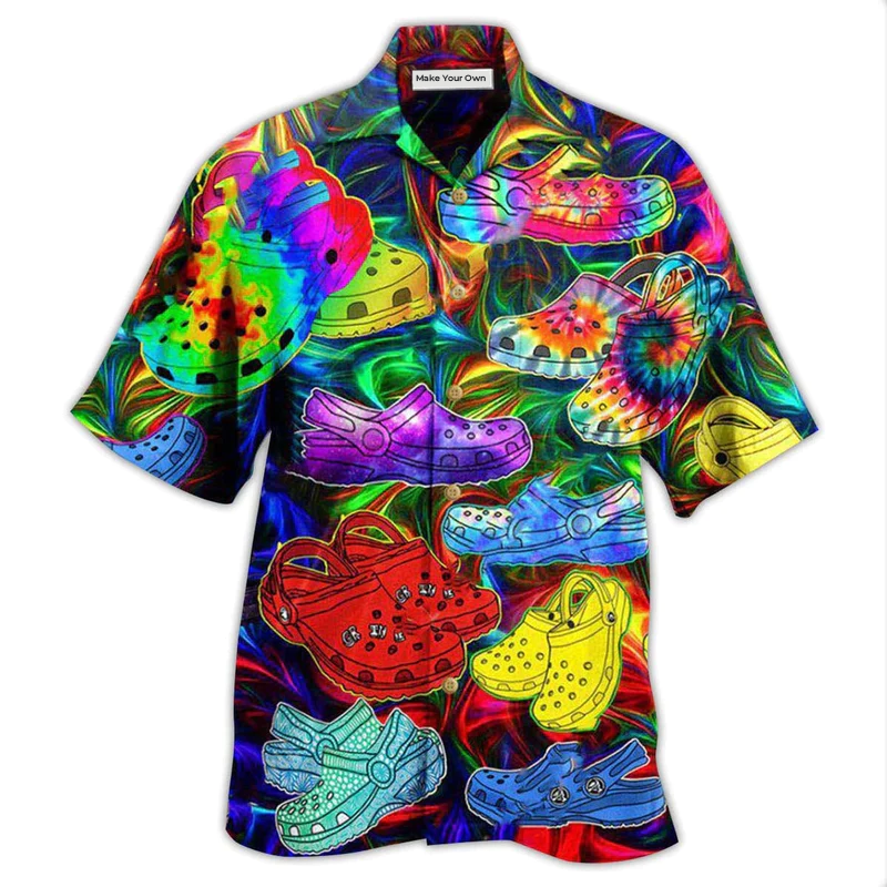Bohemian Ain't Crocin Rockin Hawaiian Shirt Pattern View For Relaxed Warm Weather Outfits