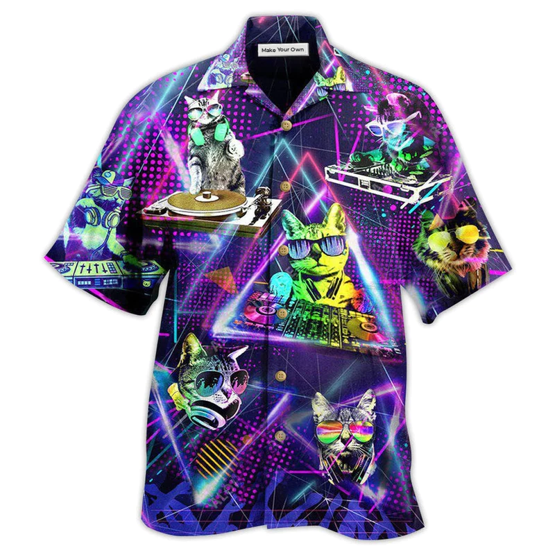 Cat DJ Music Hawaiian Shirt For Beach Parties And Weekend Getaways