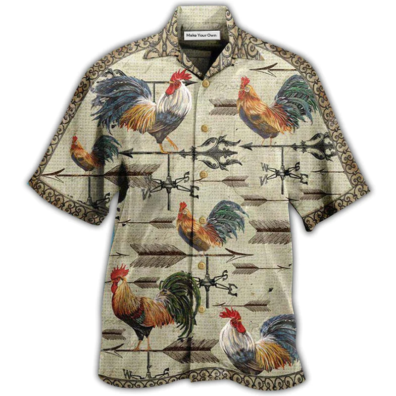 Chicken Weathervane Rooster Hawaiian Shirt Artwork View For Weekend Travel And Beach Style