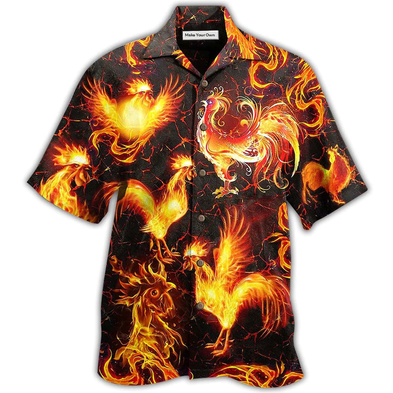 Chicken Fire Hawaiian Shirt For Beach Parties And Weekend Getaways