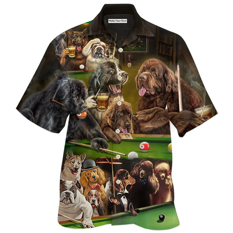 Funny Billiard Dogs Play Hawaiian Shirt For Warm Weather Adventures And Everyday Comfort