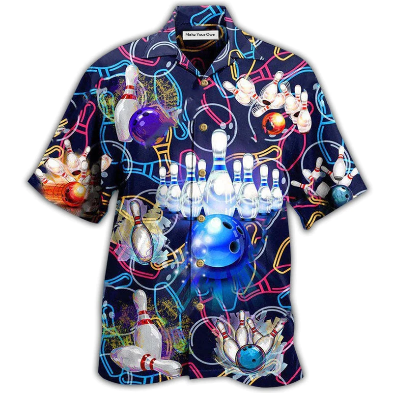 Bowling Good Hawaiian Shirt Pattern Detail For Summer Holidays And Outdoor Fun