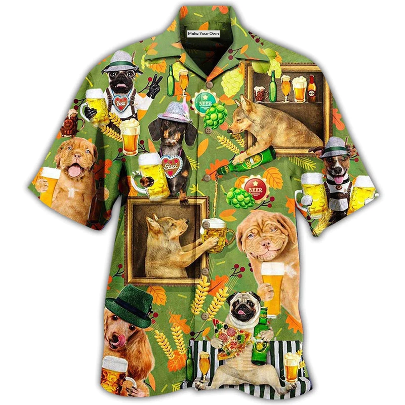 Green Beer Dogs Hawaiian Shirt For Summer Vacation And Beach Travel