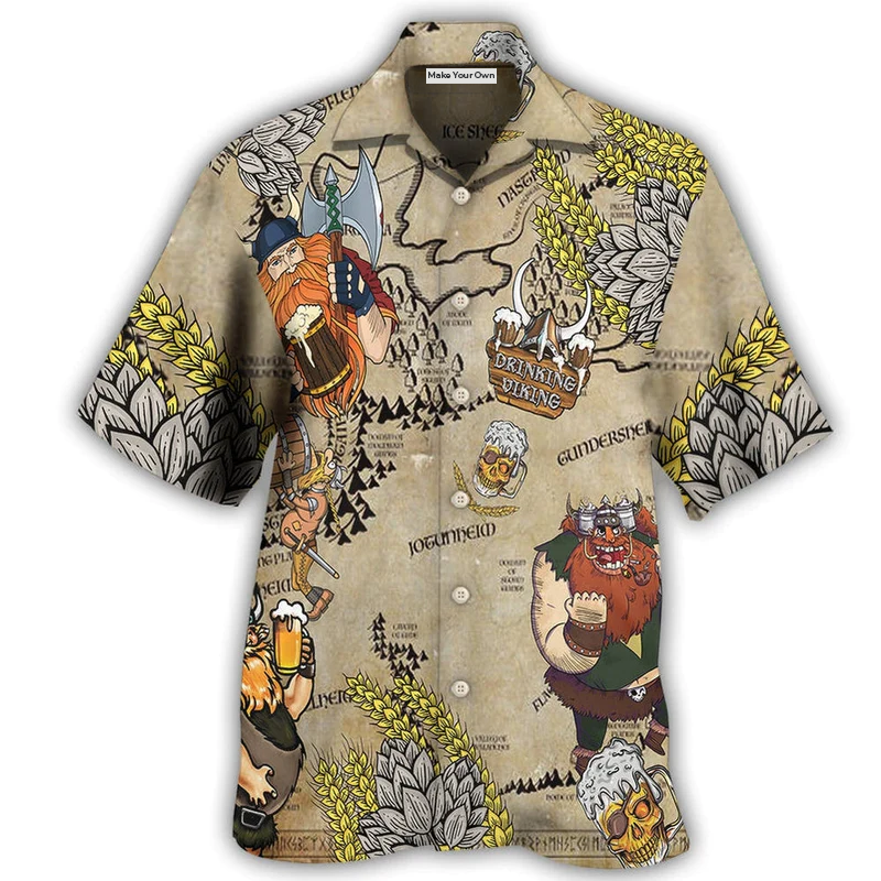 Beer Norse Warrior Drinking Hawaiian Shirt For Resort Getaways And Comfortable Summer Activities