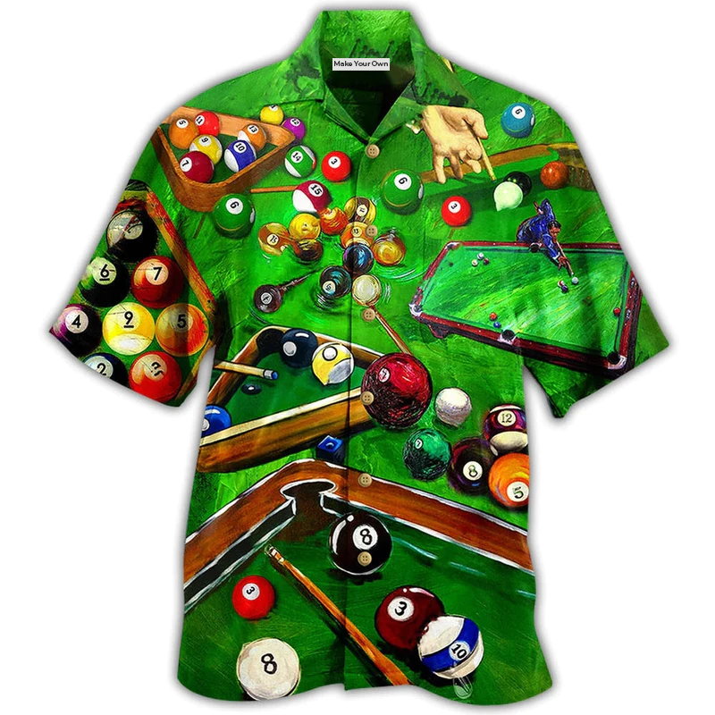 Green Billiard Enthuse Hawaiian Shirt For Warm Weather Adventures And Everyday Comfort