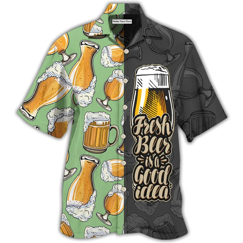 Beer Fresh Good Idea Hawaiian Shirt Pattern Detail For Summer Holidays And Outdoor Fun