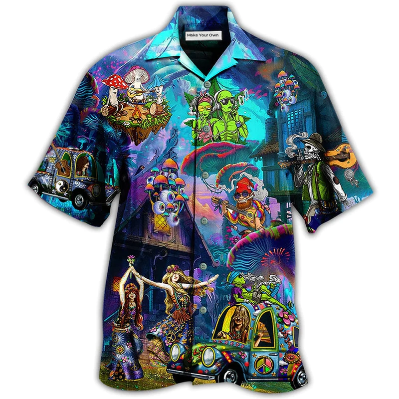 Bohemian Alien Skull Peace Hawaiian Shirt Design View For Resort Travel And Thoughtful Gifting