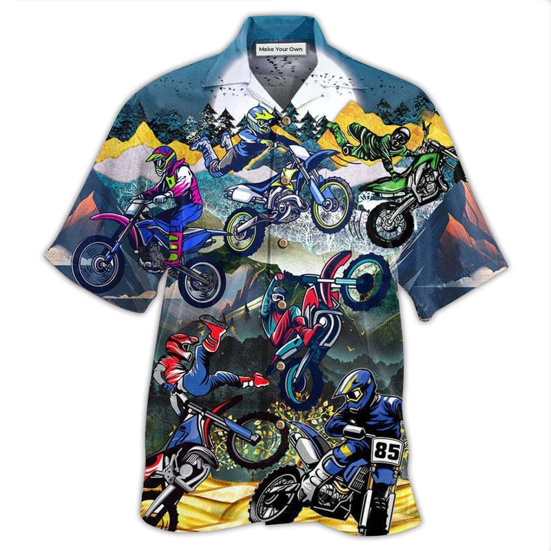 Motorcycle Complicated Ride Hawaiian Shirt Artwork Detail For Resort Trips And Outdoor Activities