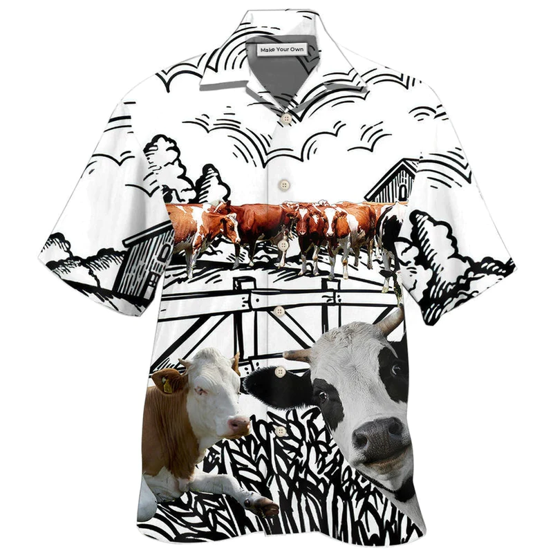 Funny Cow Farm Hawaiian Shirt For Summer Vacation And Beach Travel