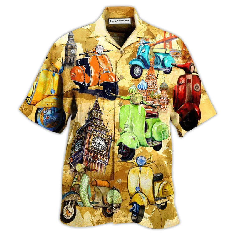 Scooter Wide Stunning Hawaiian Shirt Artwork View For Coastal Escapes And Resort Style