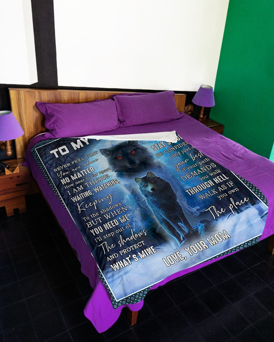 Wolf Step Out Of The Shadows Daughter Gift Flannel Blanket For Cozy Bedroom Sofa Decor