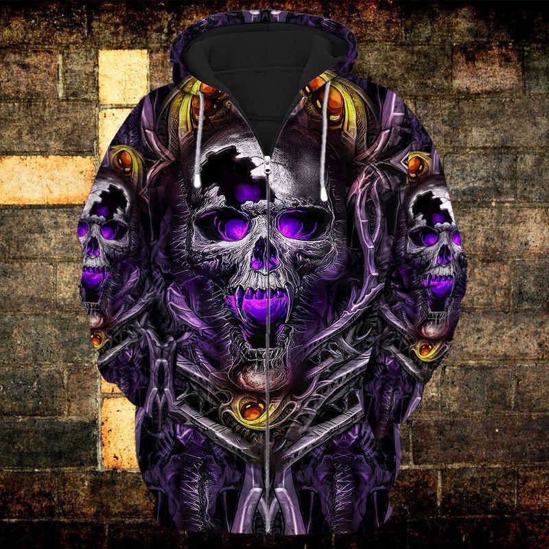 Purple Yellow Skull Hoodie For Bold Streetwear Seasonal Events And Comfortable Layering