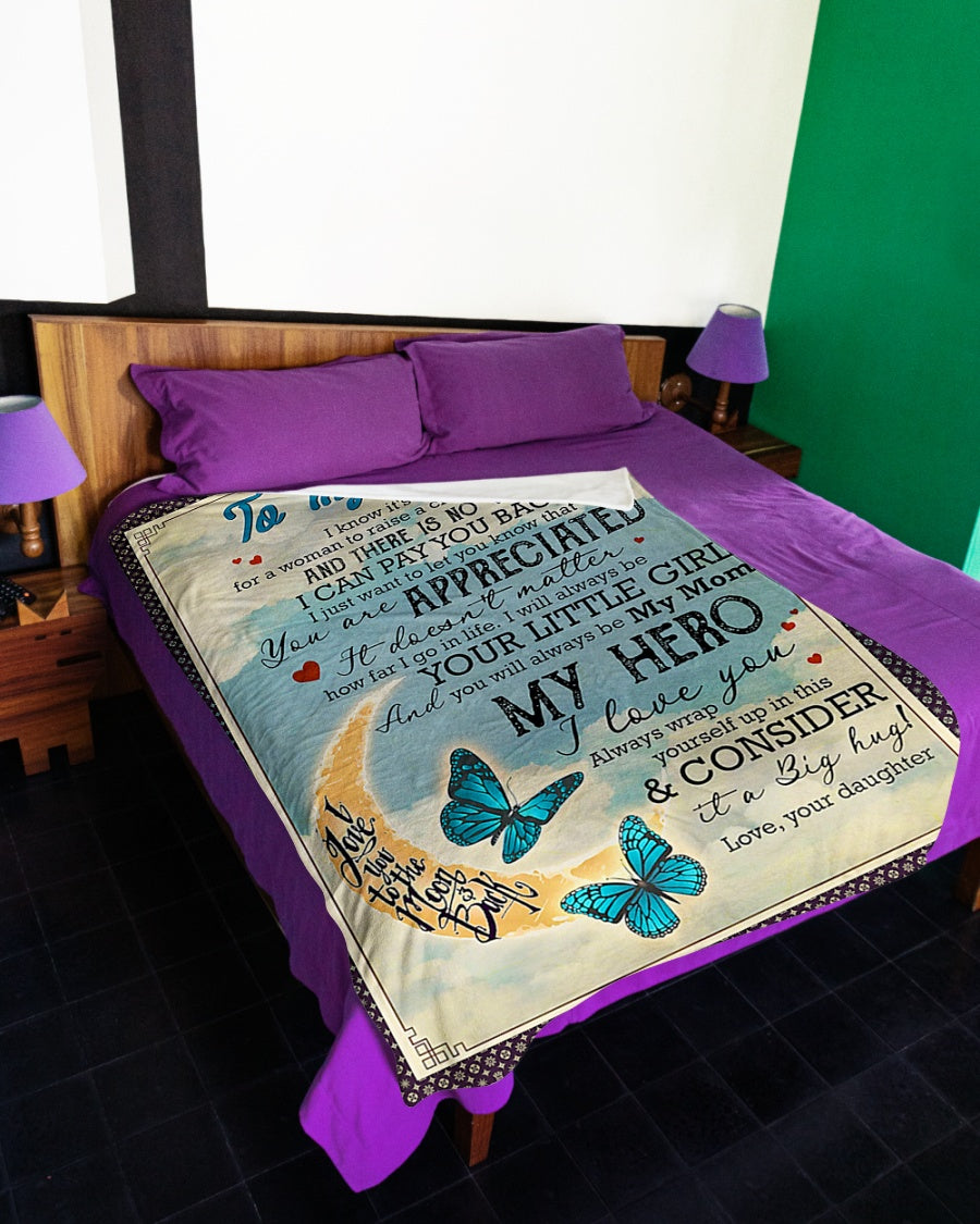 Butterfly To My Mother My Mom My Hero Flannel Blanket For Cozy Bedroom Sofa Decor