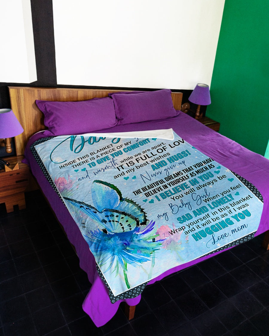Butterfly Mom To Daughter Love Gift Flannel Blanket For Cozy Bedroom Sofa Decor