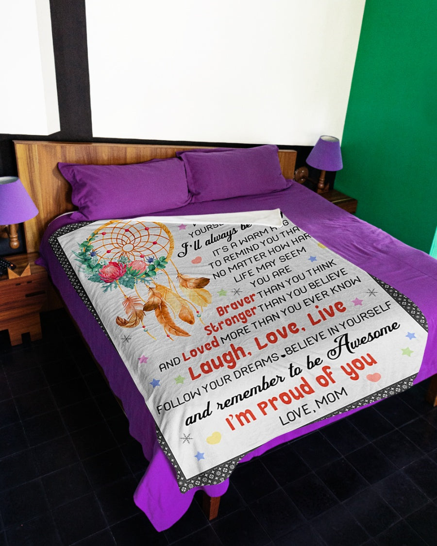 Family Love I'm Proud Of You Daughter Gift Flannel Blanket For Cozy Bedroom Sofa Decor