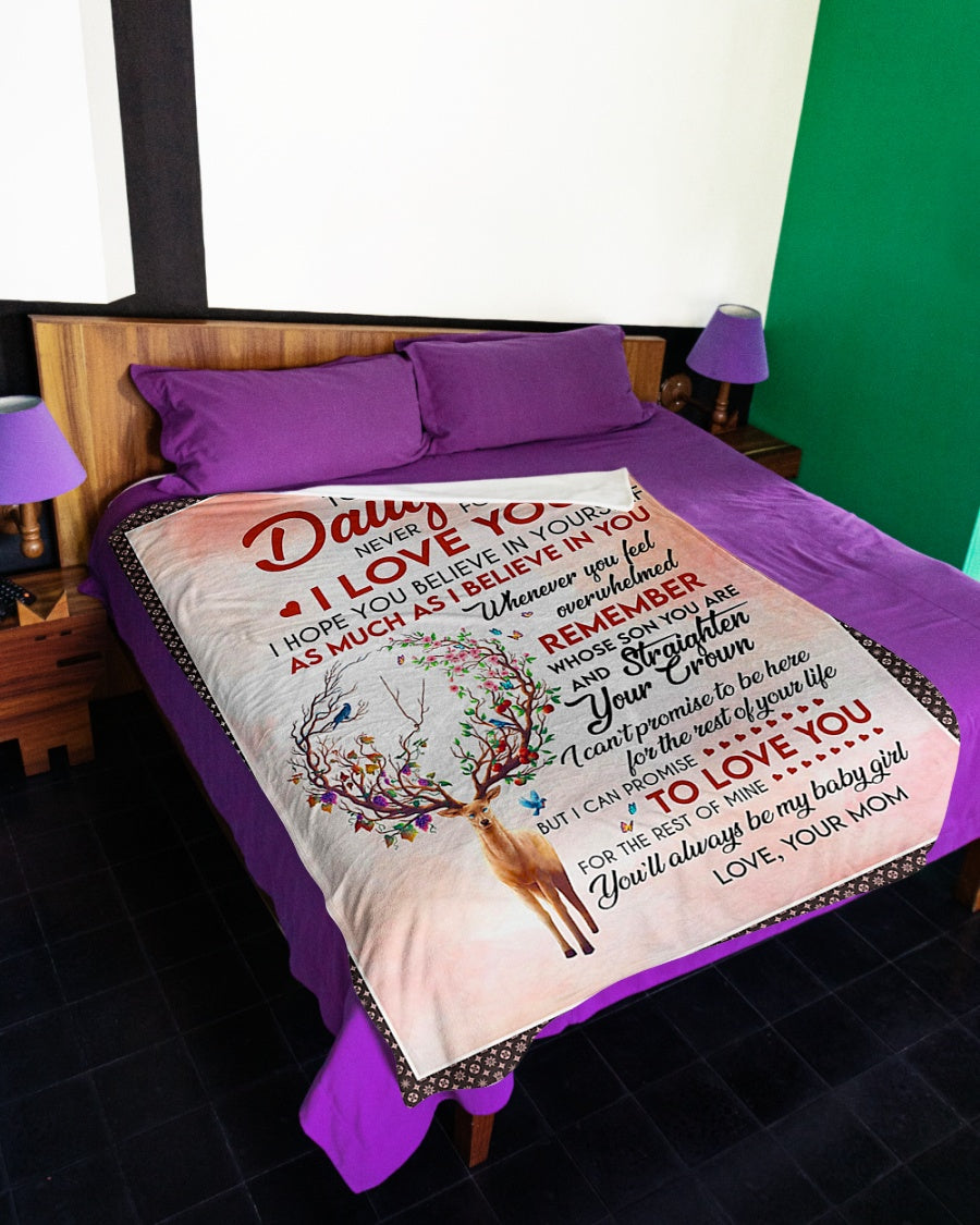 Deer Never Forget That I Love Mom Flannel Blanket For Cozy Bedroom Sofa Decor