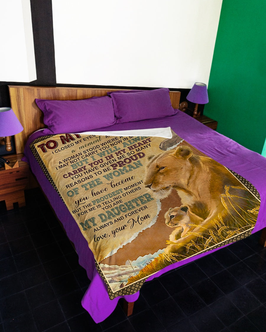 Lion Carry You In My Heart Daughter Gift Flannel Blanket For Cozy Bedroom Sofa Decor