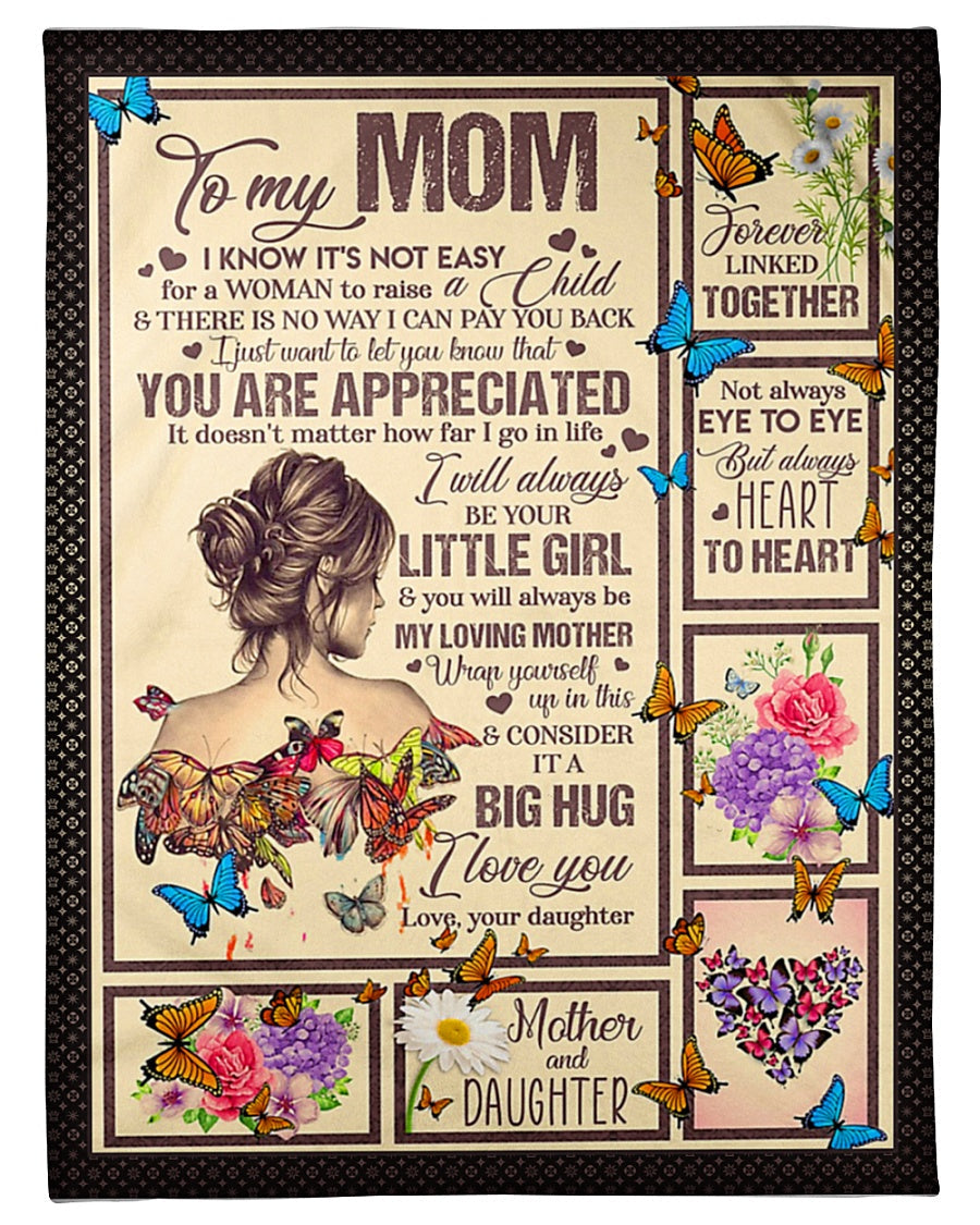 Butterfly To My Mom You Will Always Be My Loving Mom Flannel Blanket For Cozy Bedroom Sofa Decor