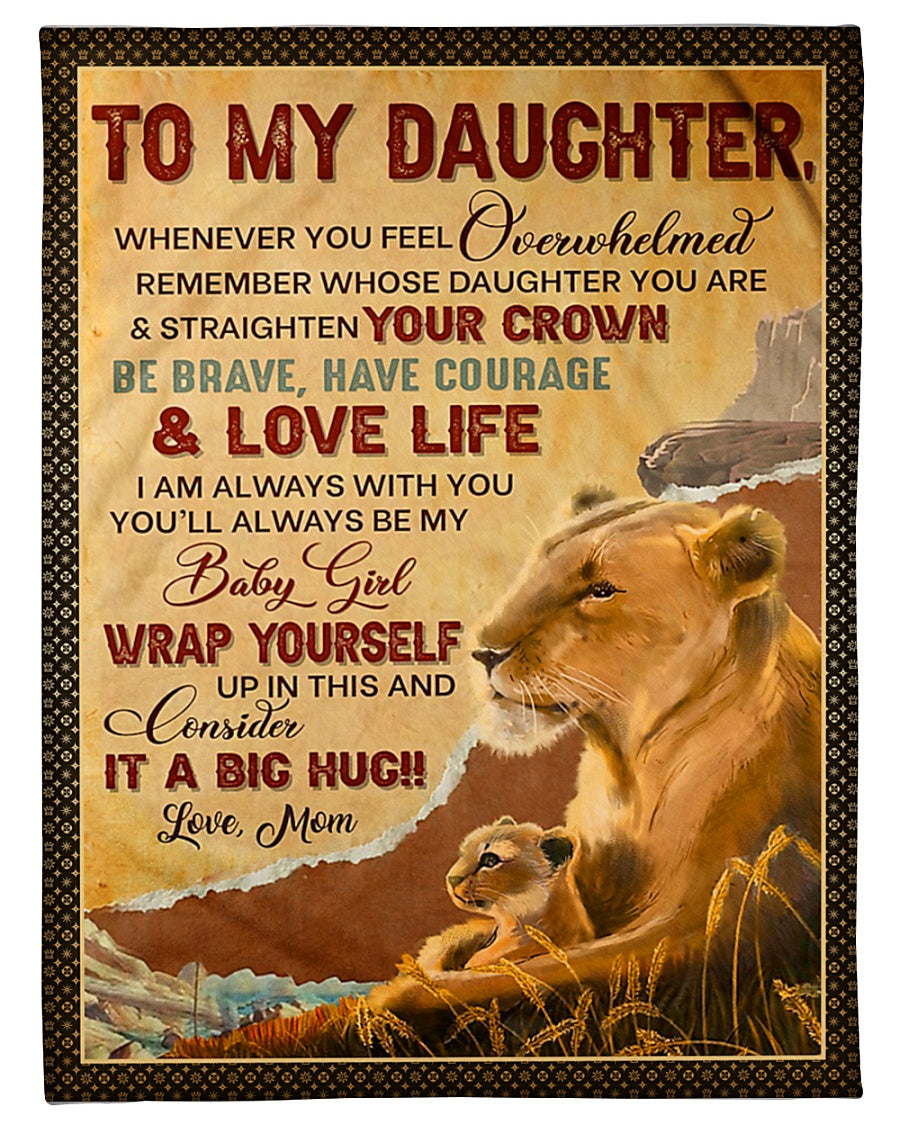 Lion Consider Big Hug Daughter Gift Flannel Blanket For Cozy Bedroom Sofa Decor