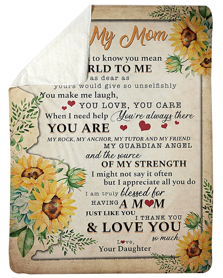 Sunflower To My Mom My Guardian Angel Flannel Blanket For Cozy Bedroom Sofa Decor