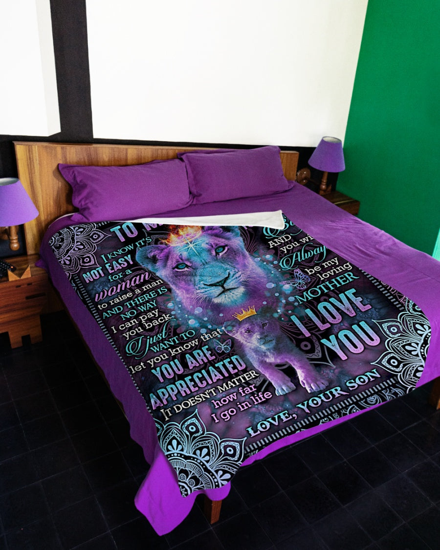 Lion You Will Always Be My Loving Mother Your Little Boy Flannel Blanket For Cozy Bedroom Sofa Decor