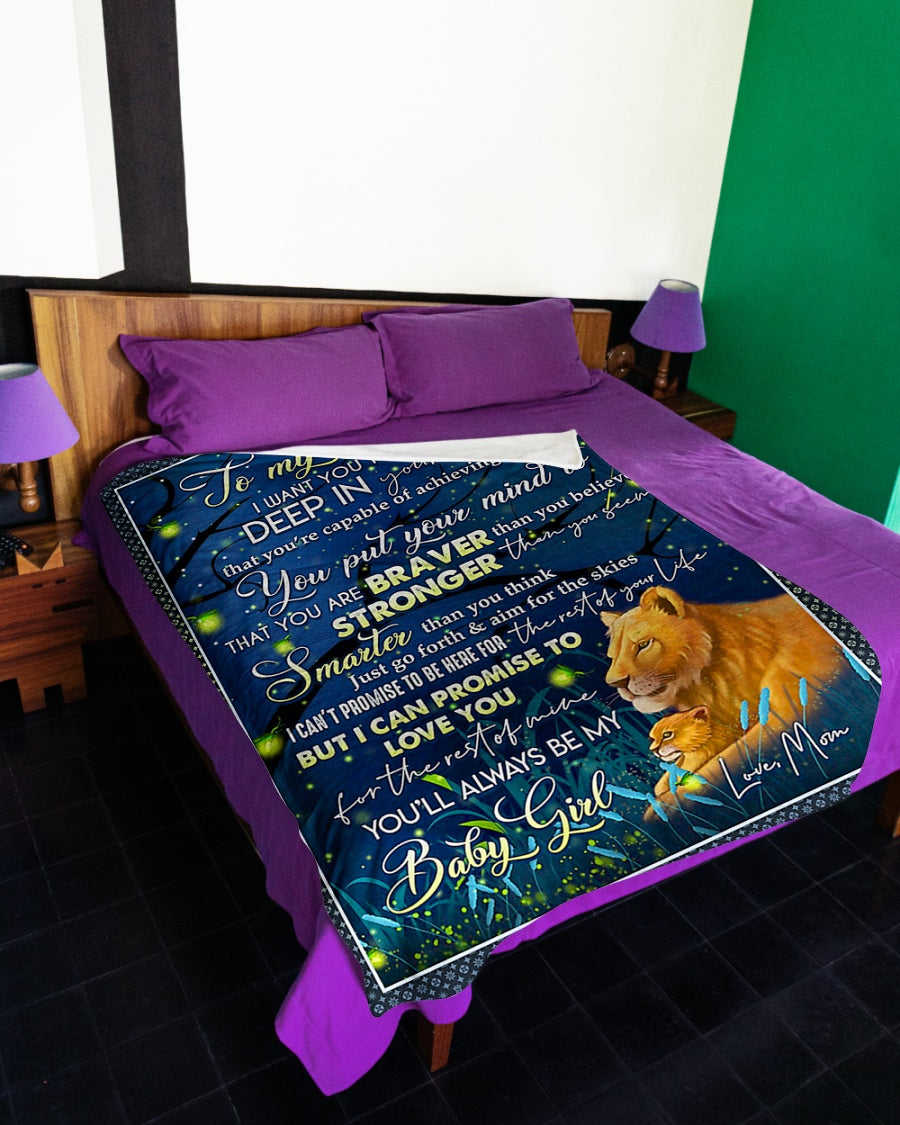 Lion Deep In Your Heart Daughter Gift Flannel Blanket For Cozy Bedroom Sofa Decor