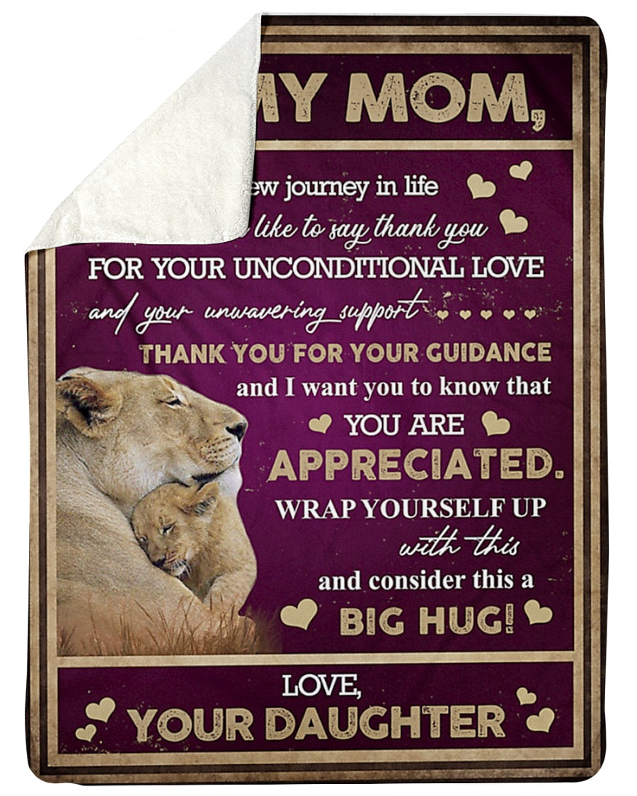 Lion Big Hug From Daughter Flannel Blanket For Cozy Bedroom Sofa Decor
