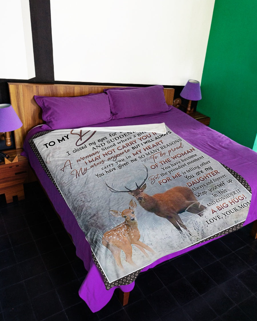 Deer My Heart Daughter Gift Flannel Blanket For Cozy Bedroom Sofa Decor