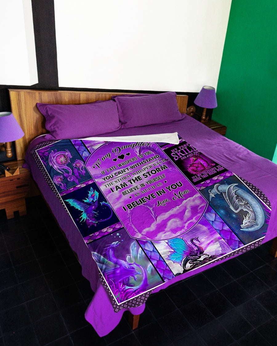 Dragon If Fate Whispers To You Halloween Mom To Daughter Flannel Blanket For Cozy Bedroom Sofa Decor