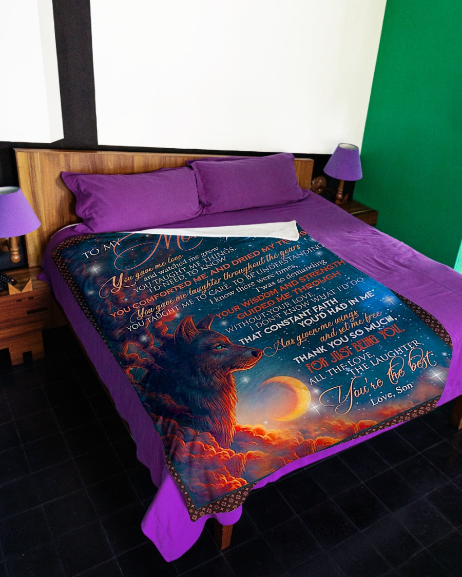 Wolf To My Mom Flannel Blanket For Cozy Bedroom Sofa Decor