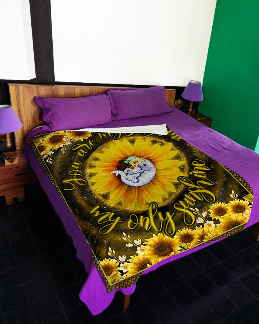 Elephant You Are My Sunshine Flannel Blanket For Cozy Bedroom Sofa Decor