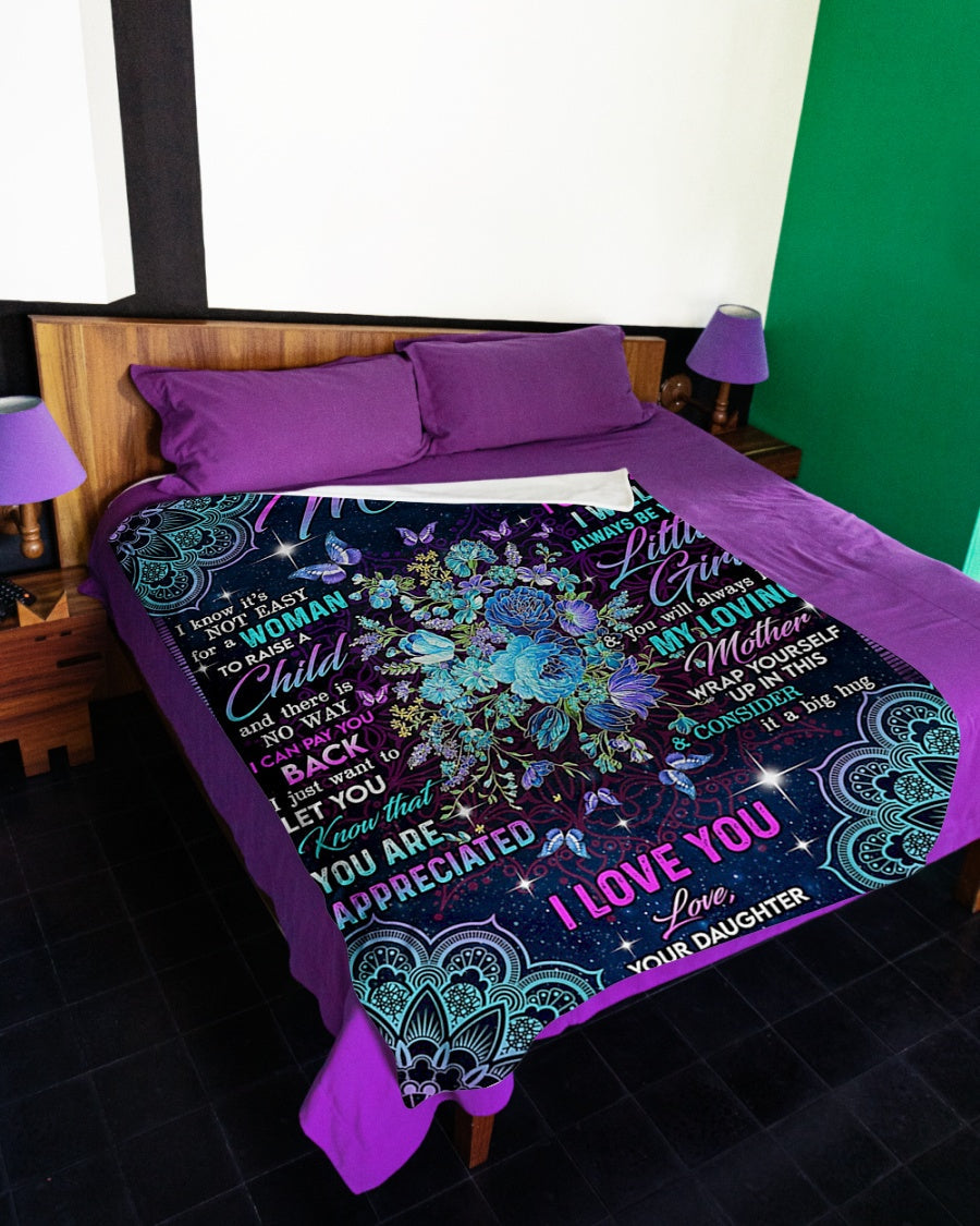 Floral I Love You With All My Heart Mother Flannel Blanket For Cozy Bedroom Sofa Decor