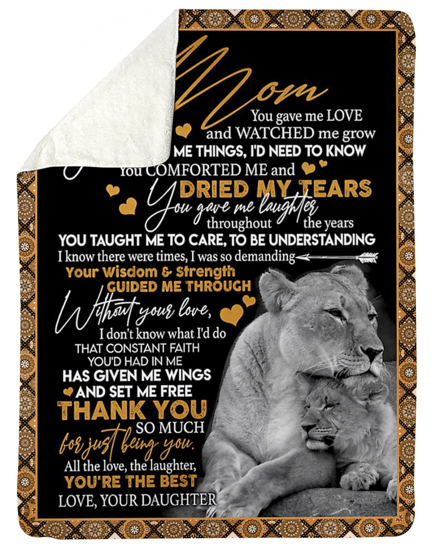 Lion Love To My Mom Big Hug From Me Flannel Blanket For Cozy Bedroom Sofa Decor