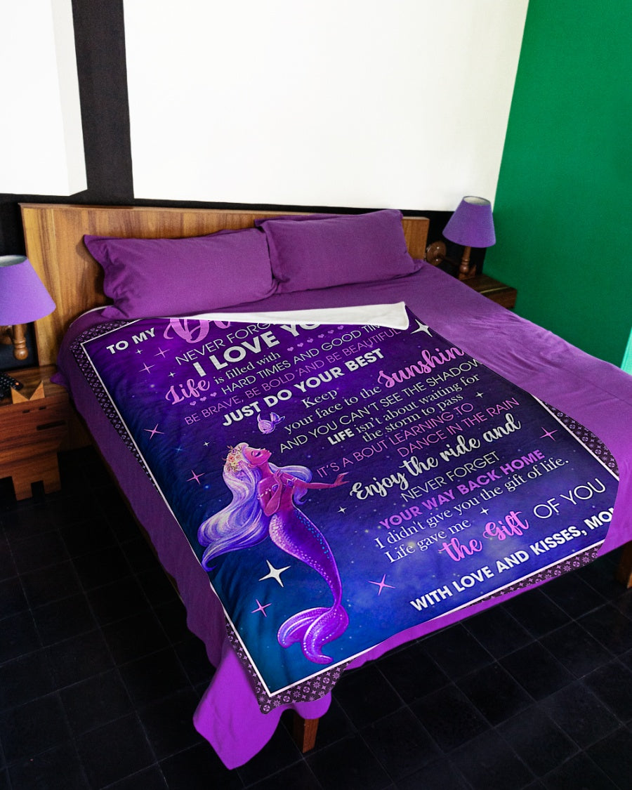 Mermaid Never Forget That I Love You Mom To Daughter Flannel Blanket For Cozy Bedroom Sofa Decor