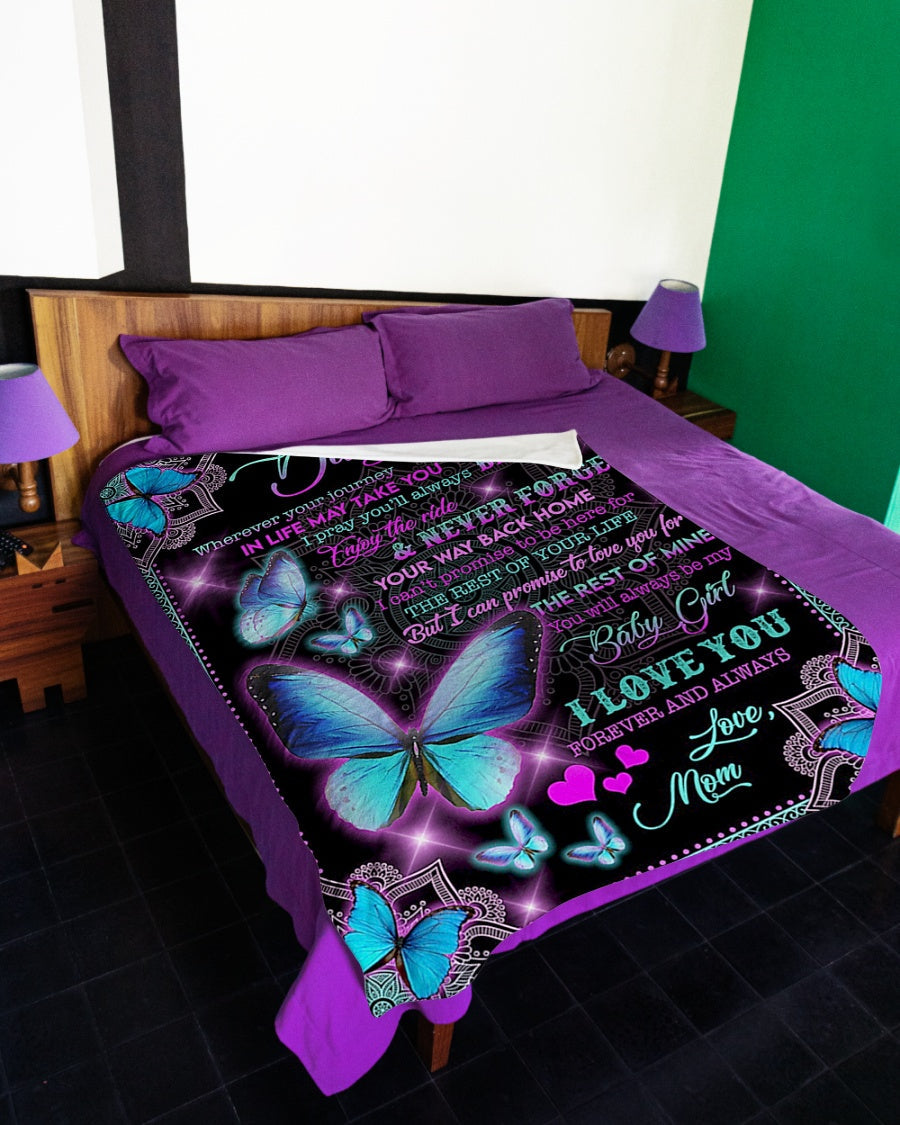 Butterfly I Love You Daughter Gift Be Safe Flannel Blanket For Cozy Bedroom Sofa Decor