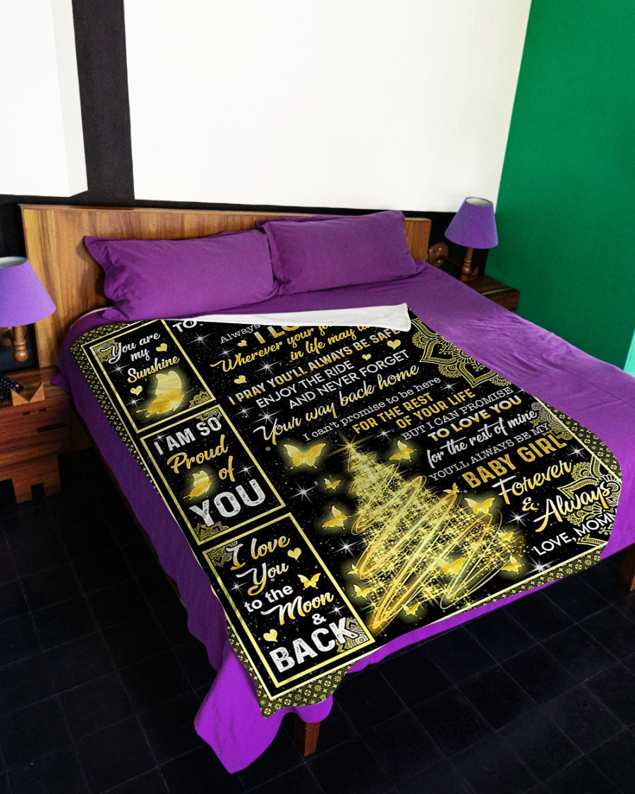 Family I Am So Proud Of You Daughter Gift Black And Yellow Flannel Blanket For Cozy Bedroom Sofa Decor