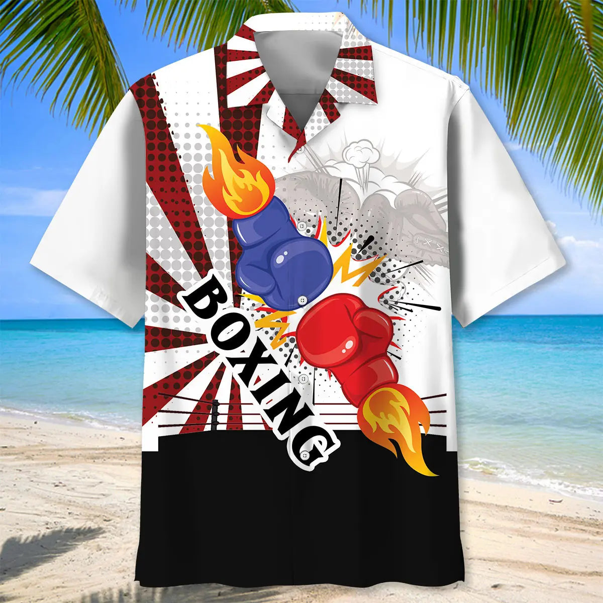 Retro Boxing Hawaiian Shirt For Coastal Travel, Casual Events, And Comfortable Summer Wear
