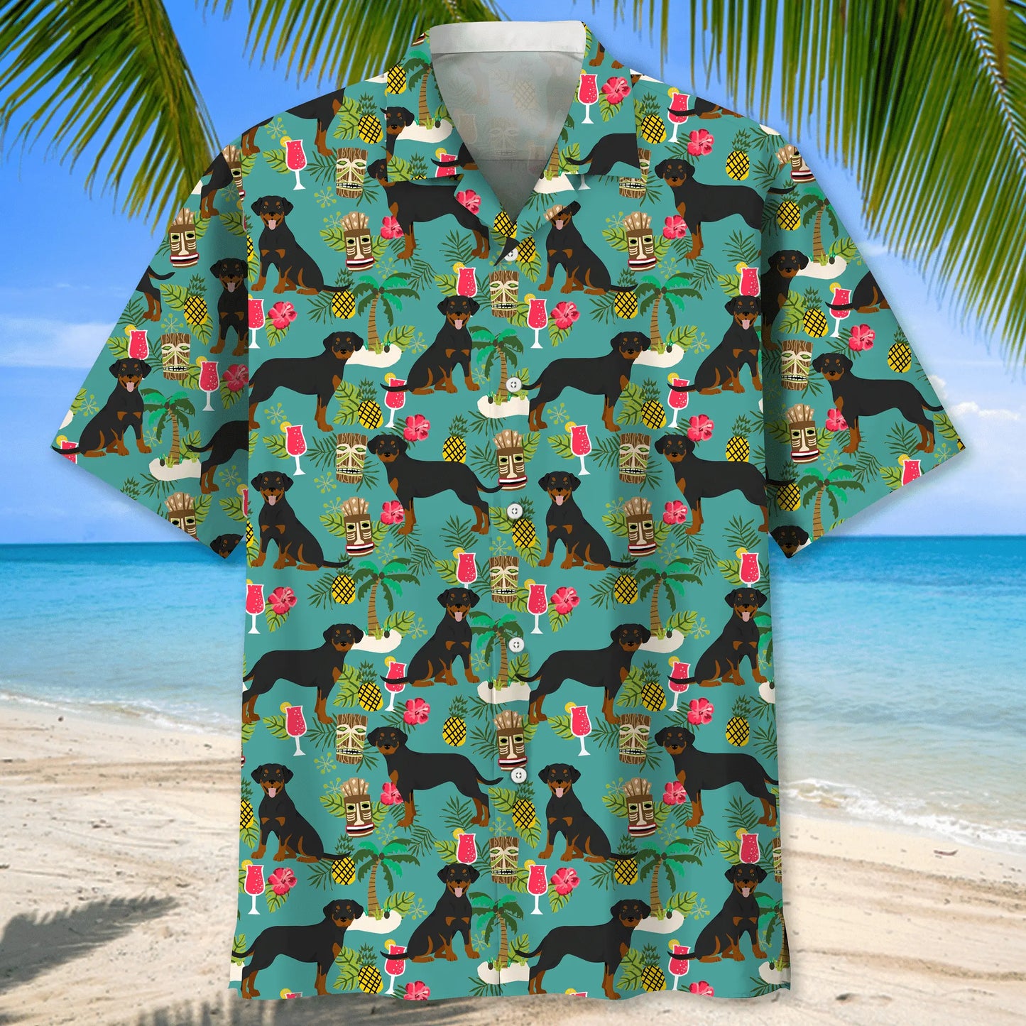 Rottweiler Beach Hawaiian Shirt For Beach Days, Summer Outings, And Thoughtful Gift Giving