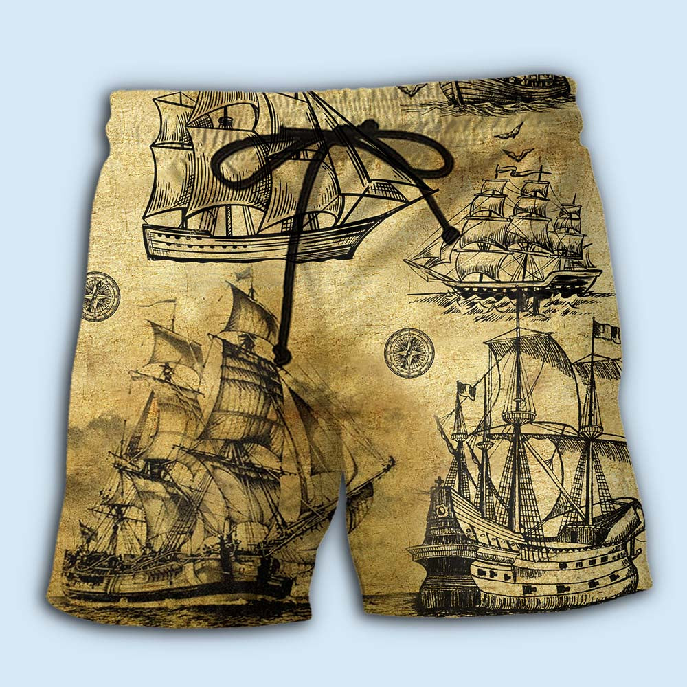 Vintage Sailing Adventure Beach Shorts For Outdoor Adventures And Thoughtful Seasonal Gifts